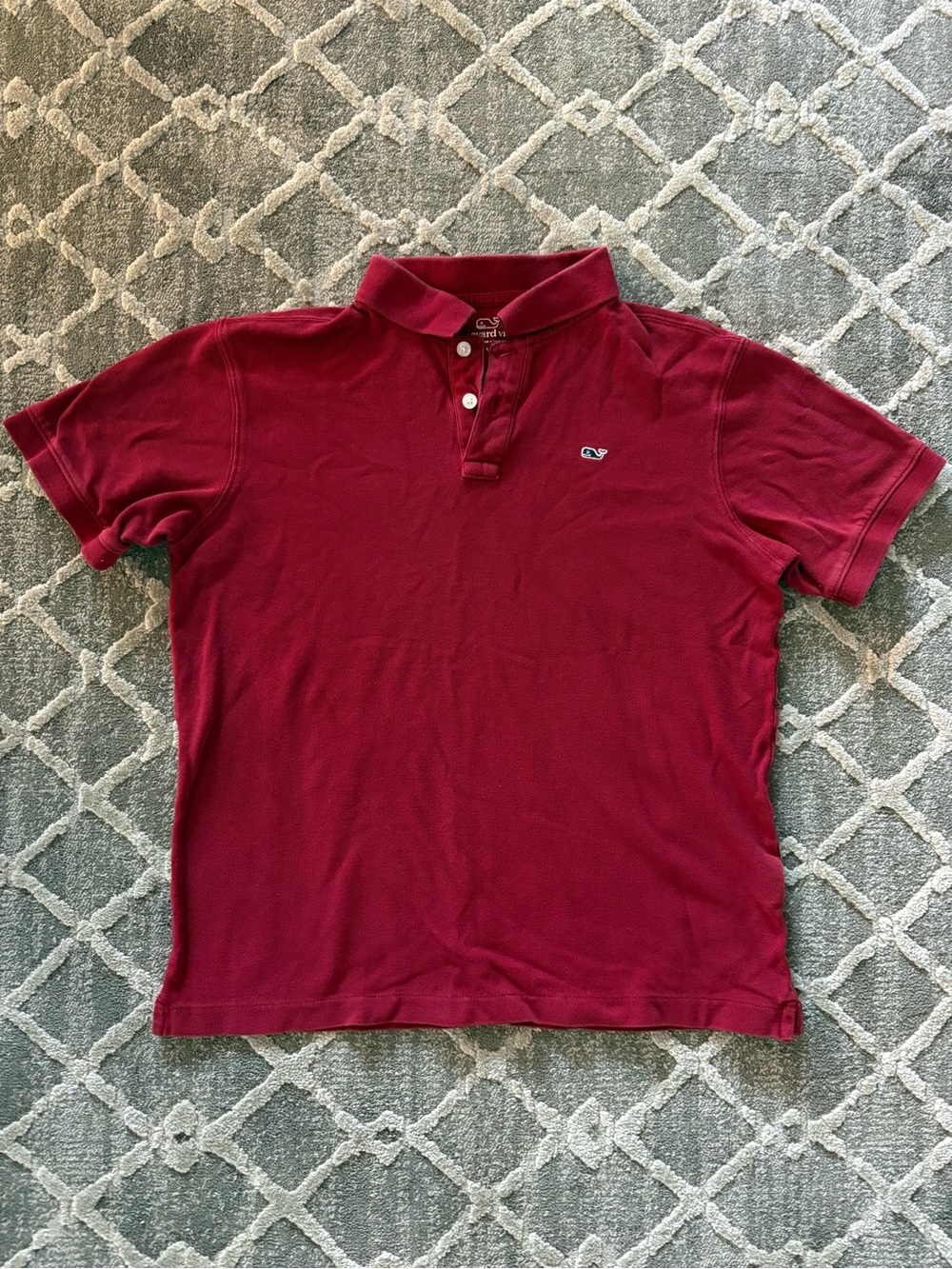 Vineyard Vines Deep Red Polo with Whale Logo